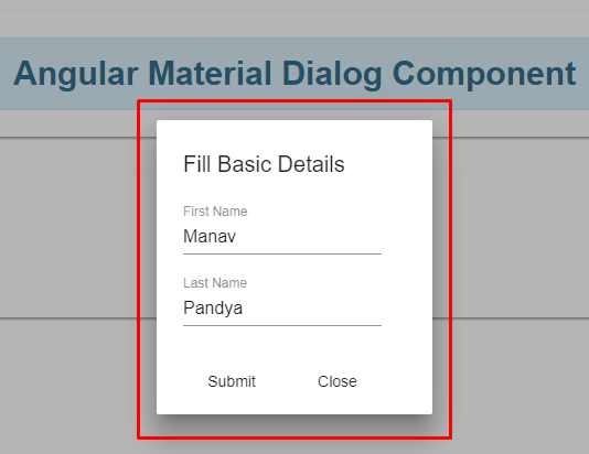 Angular Material Dialog return value